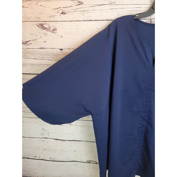 Lands' End Blue Split Neck Kimono Sleeve Casual Top Women's Plus Size 2X - Picture 6 of 9